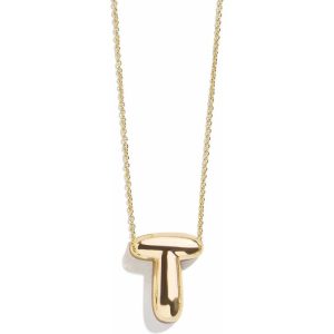Gold Bubble Initial Necklace - T