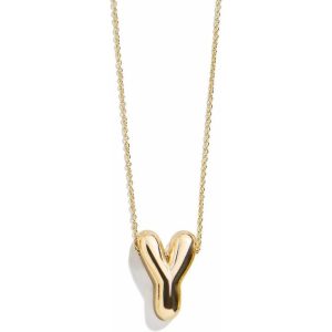 Gold Bubble Initial Necklace - Y